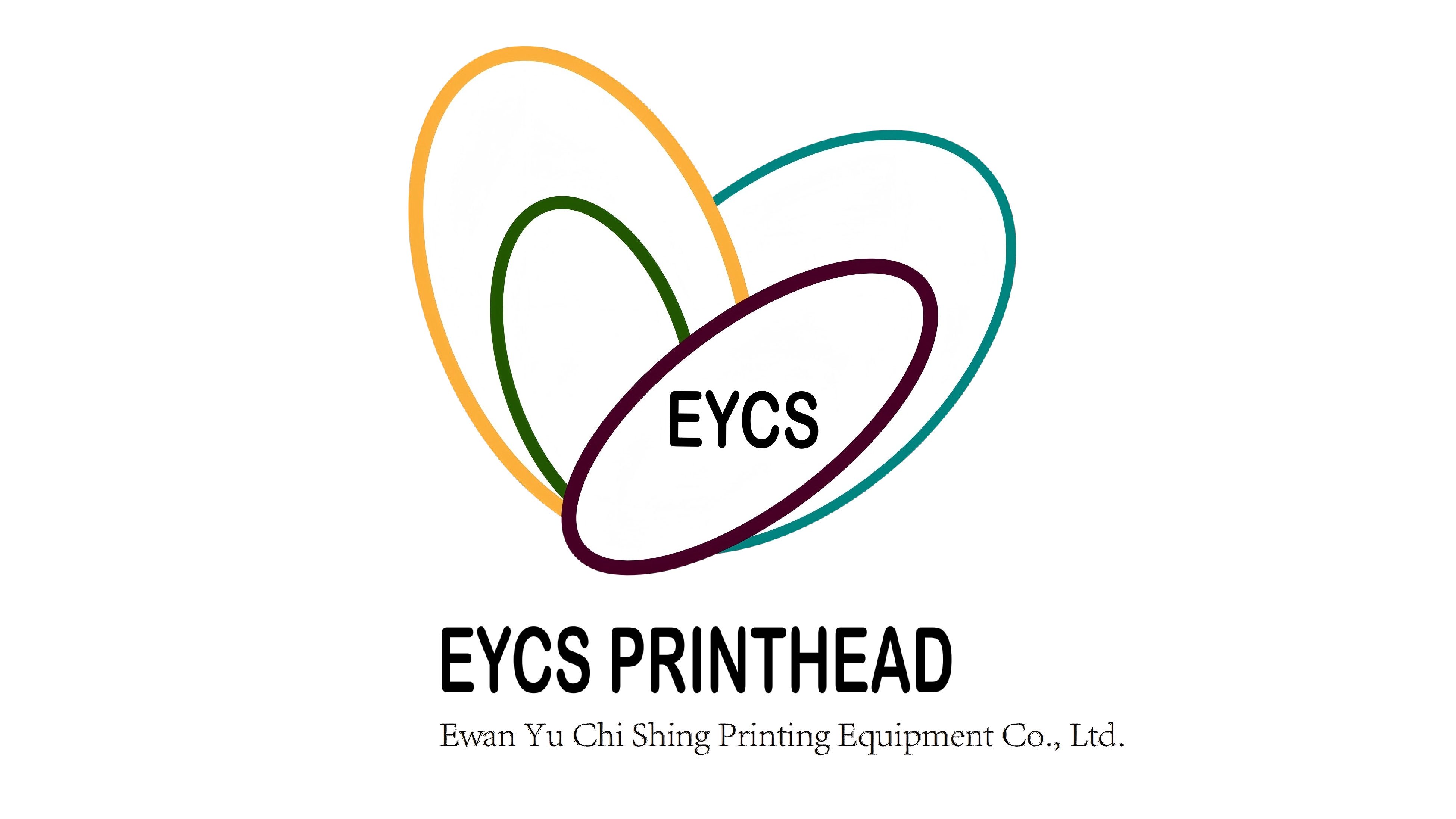 Logo of EYCS Printhead featuring colorful overlapping shapes and the text 'EYCS PRINTHEAD' along with the company name 'Ewan Yu Chi Shing Printing Equipment Co., Ltd.'